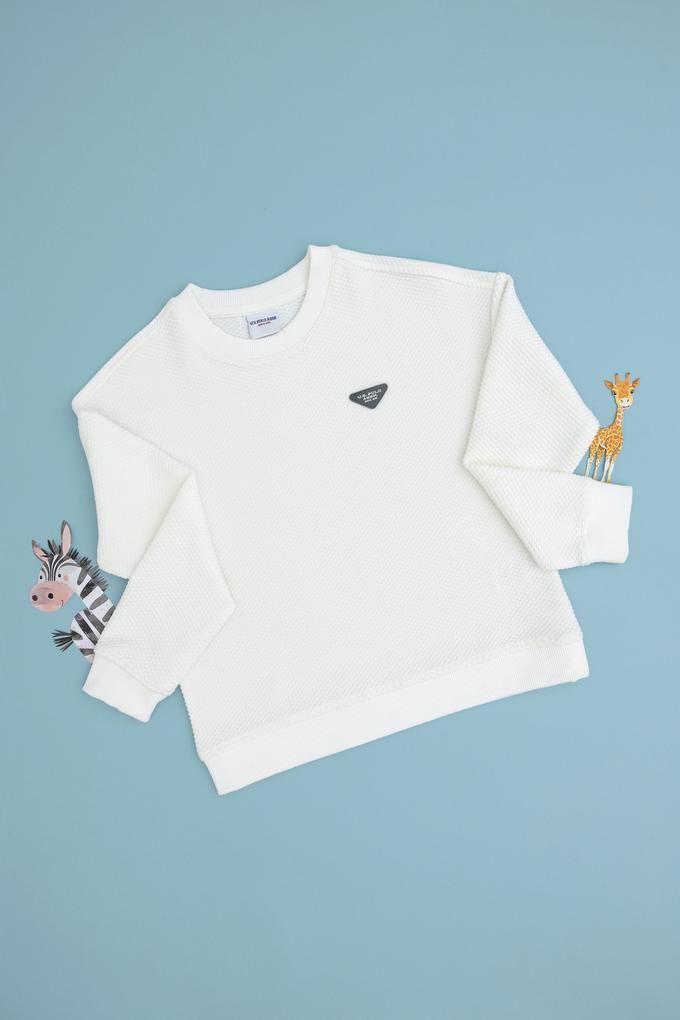 Erkek Çocuk Krem Bisiklet Yaka Sweatshirt