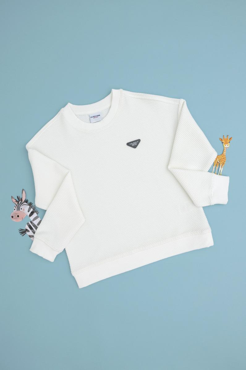 Erkek Çocuk Krem Bisiklet Yaka Sweatshirt