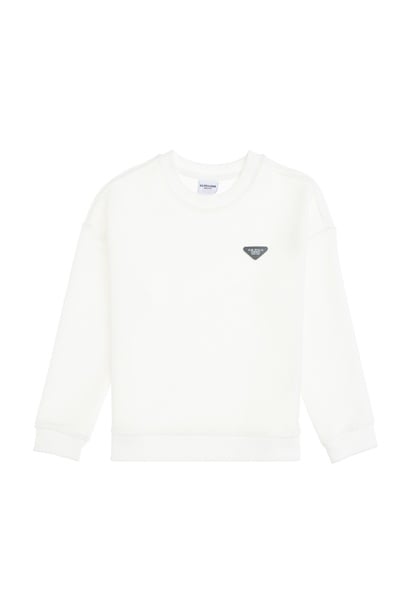 Erkek Çocuk Krem Bisiklet Yaka Sweatshirt