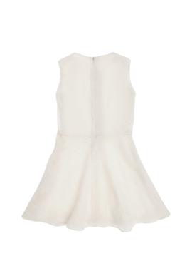 Kız Çocuk Ekru Bisiklet Yaka Kolsuz Şifon Astarlı Dokuma Elbise - 50299308014