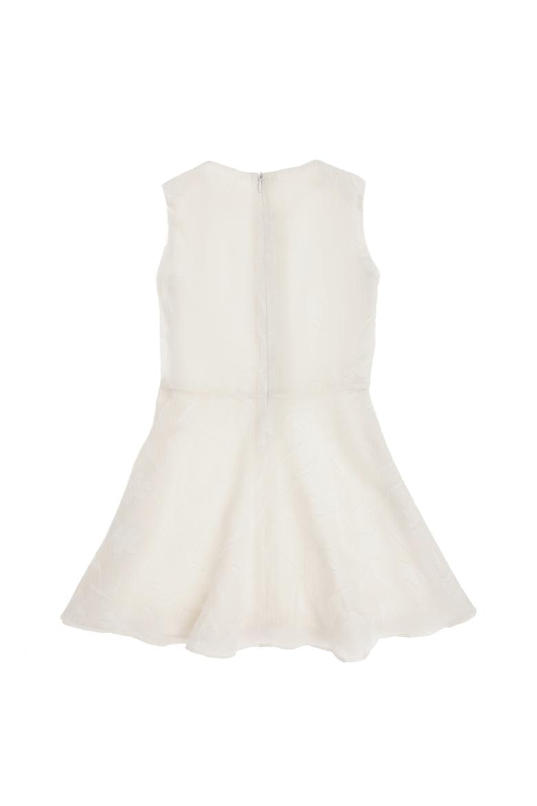 Kız Çocuk Ekru Bisiklet Yaka Kolsuz Şifon Astarlı Dokuma Elbise - 50299308014