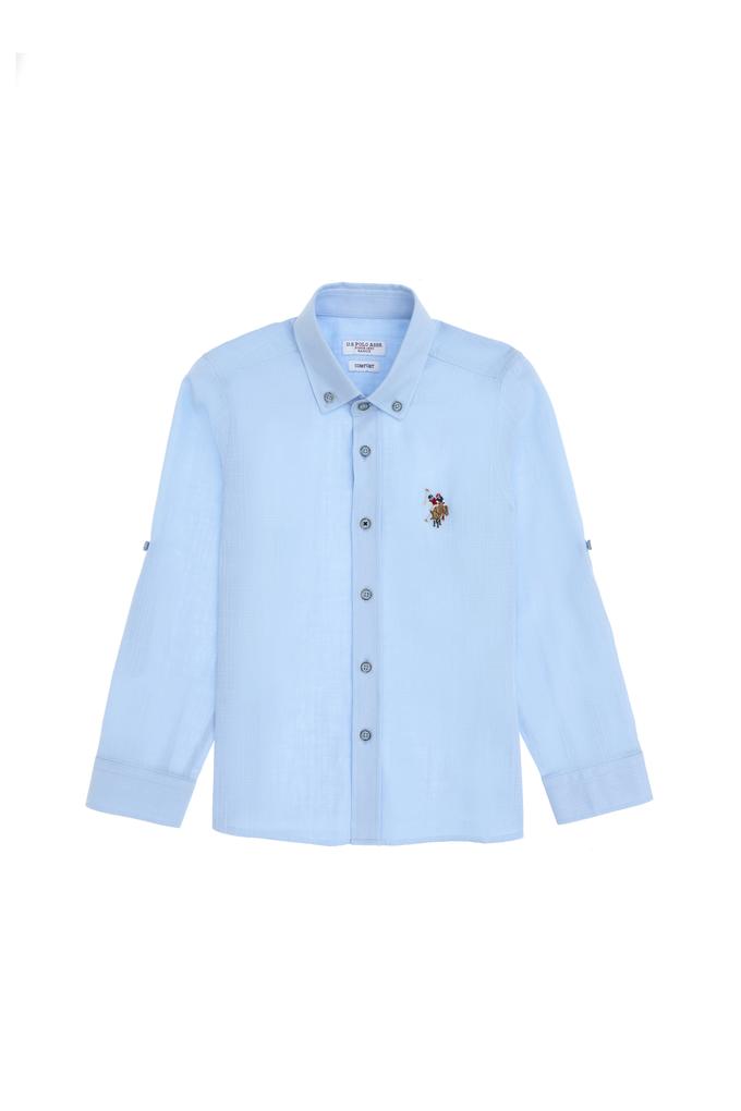 Erkek Çocuk Açık Mavi Uzun Kollu Basic Gömlek