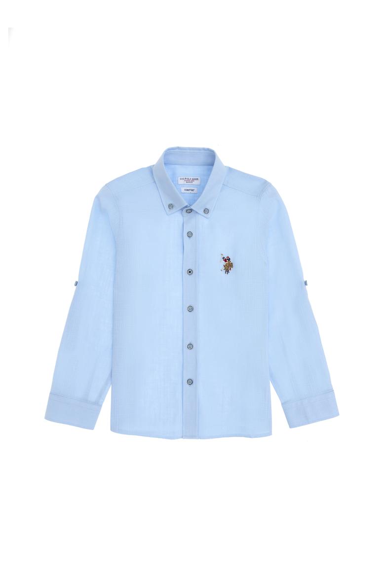 Erkek Çocuk Açık Mavi Uzun Kollu Basic Gömlek