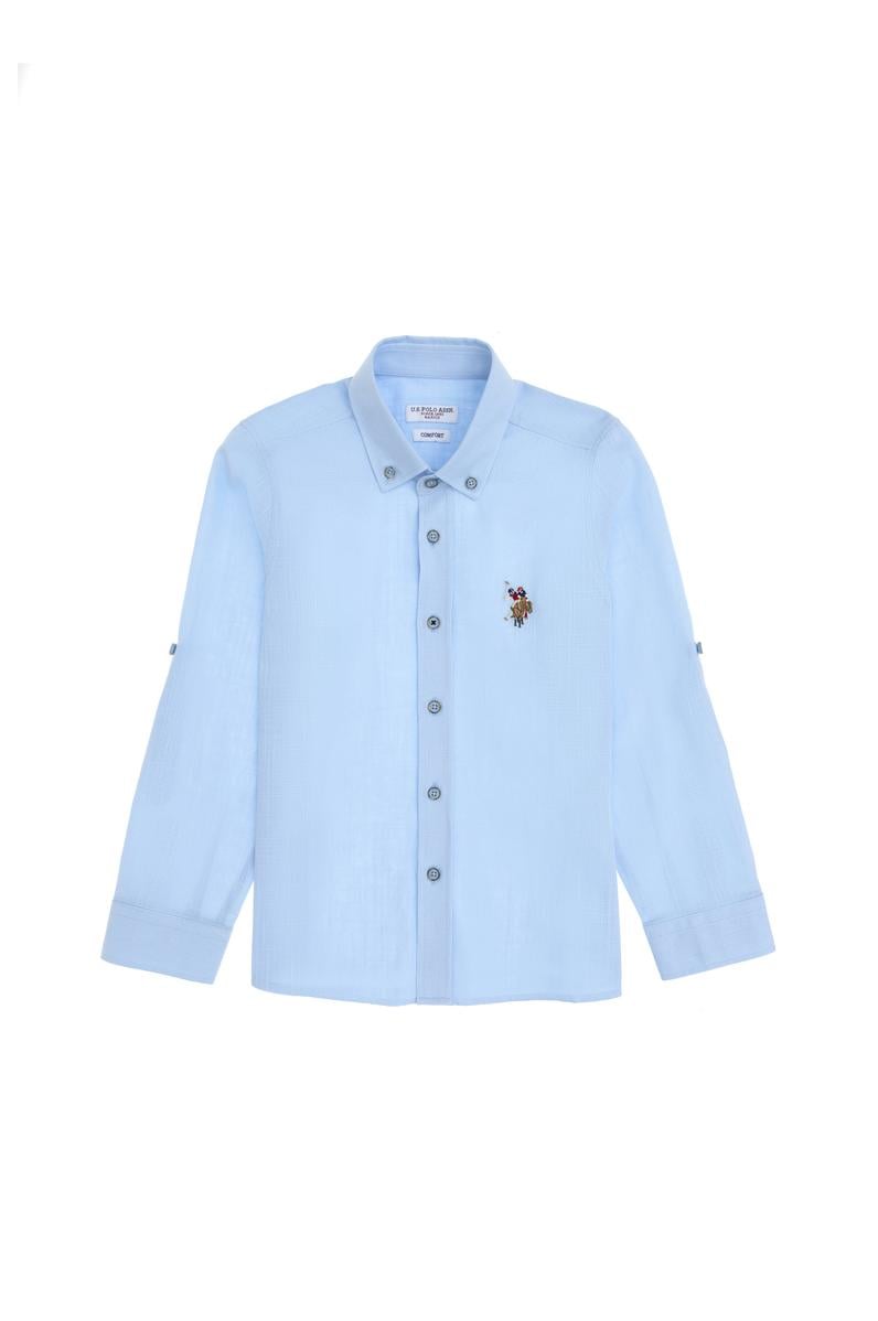 Erkek Çocuk Açık Mavi Uzun Kollu Basic Gömlek