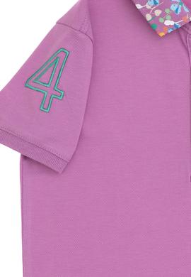 Kız Çocuk Fuşya Polo Yaka Basic Tişört - 50298192100