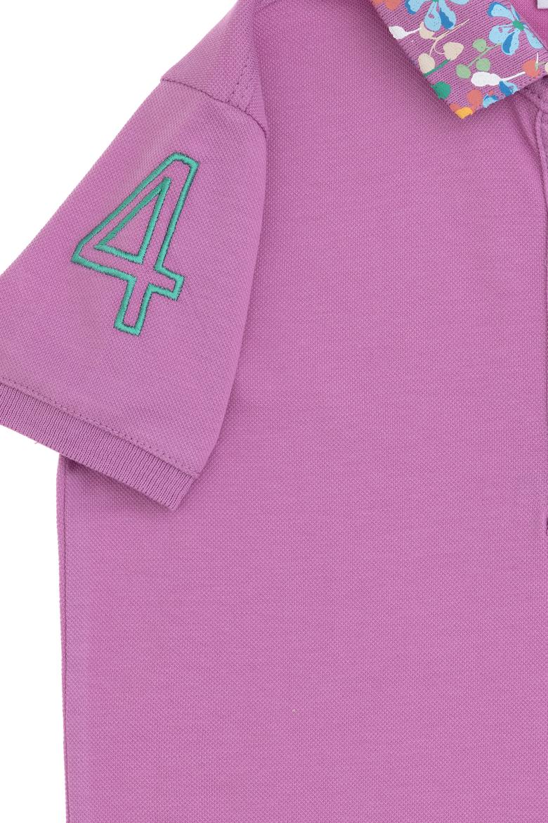 Kız Çocuk Fuşya Polo Yaka Basic Tişört - 50298192100