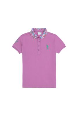 Kız Çocuk Fuşya Polo Yaka Basic Tişört - 50298192100