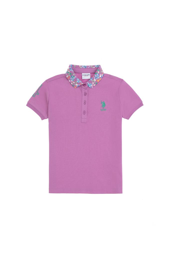 Kız Çocuk Fuşya Polo Yaka Basic Tişört