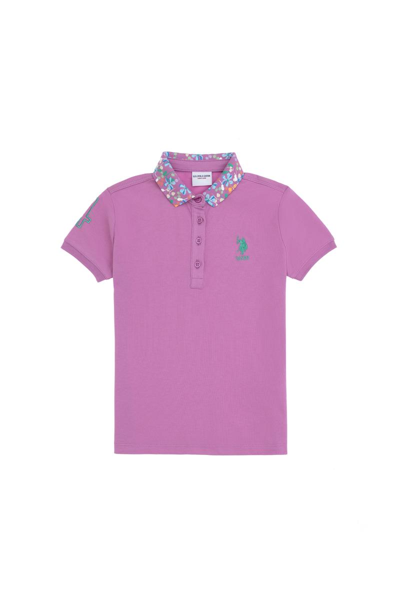 Kız Çocuk Fuşya Polo Yaka Basic Tişört