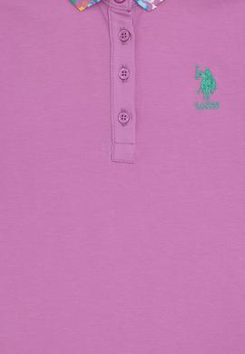 Kız Çocuk Fuşya Polo Yaka Basic Tişört - 50298192100