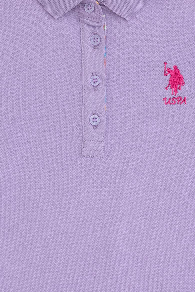 Kız Çocuk Lila Polo Yaka Basic Tişört - 50298183002