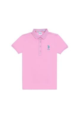 Kız Çocuk Pembe Polo Yaka Basic Tişört - 50298183215