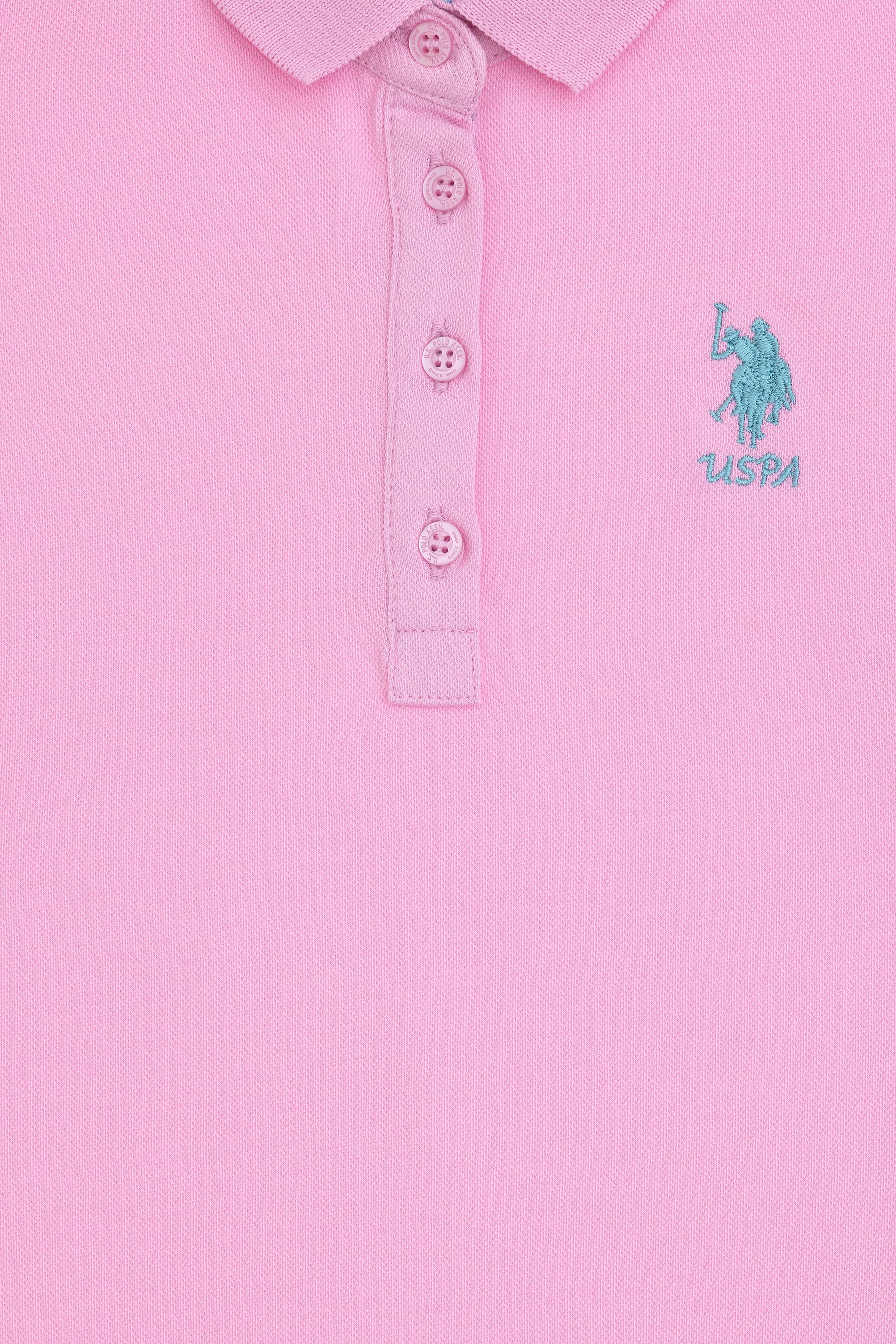 Kız Çocuk Pembe Polo Yaka Basic Tişört - Image 3