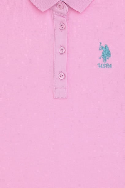 Kız Çocuk Pembe Polo Yaka Basic Tişört