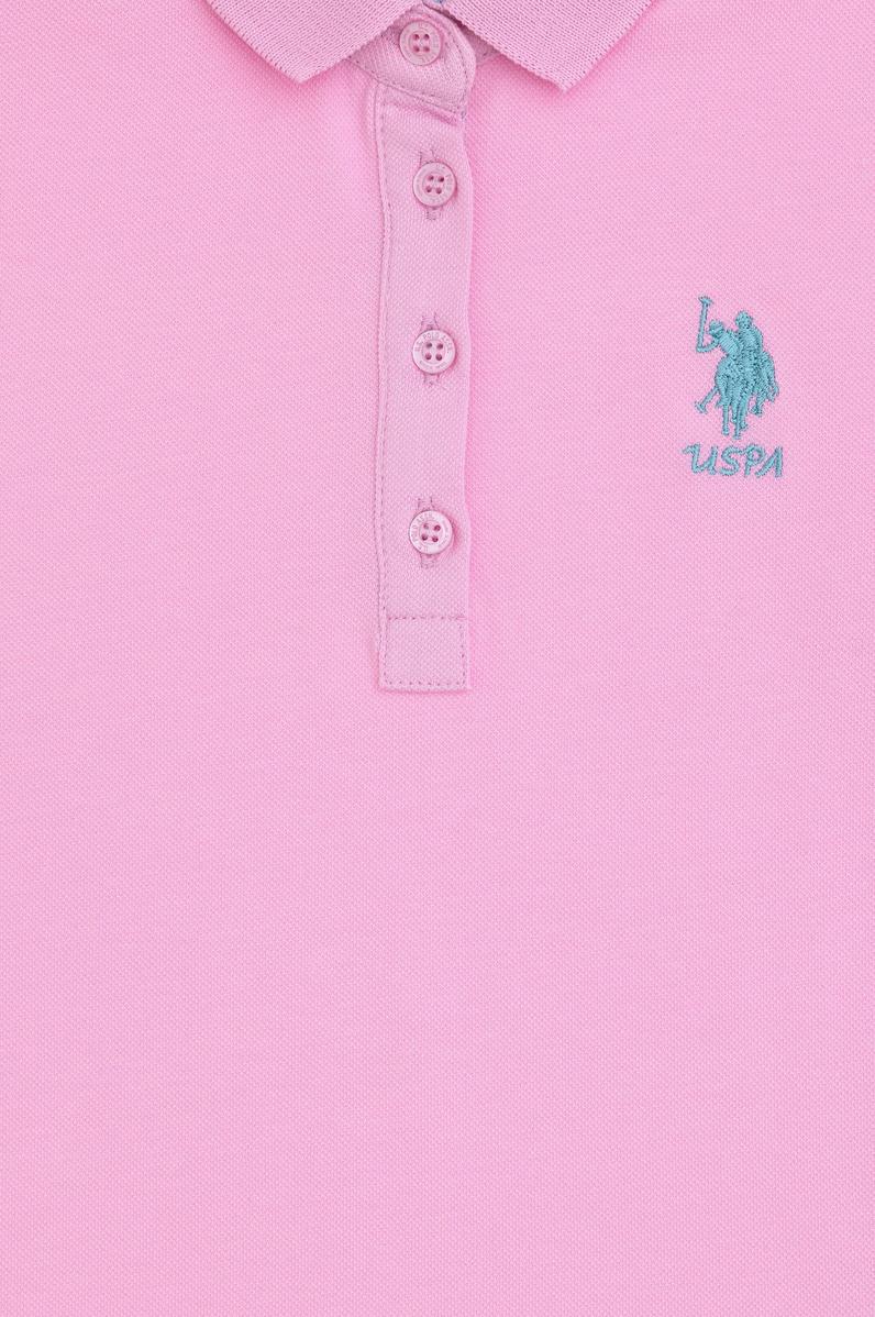 Kız Çocuk Pembe Polo Yaka Basic Tişört