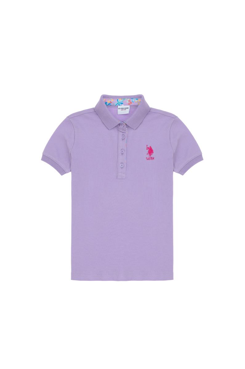 Kız Çocuk Lila Polo Yaka Basic Tişört