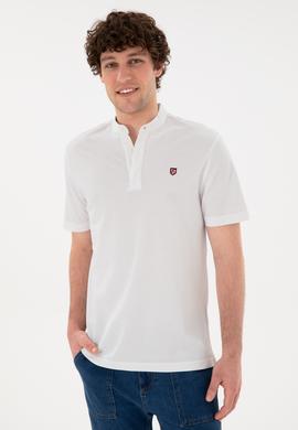 Erkek Regular Fit Hakim Yaka Beyaz Basic Tişört - 50284637001