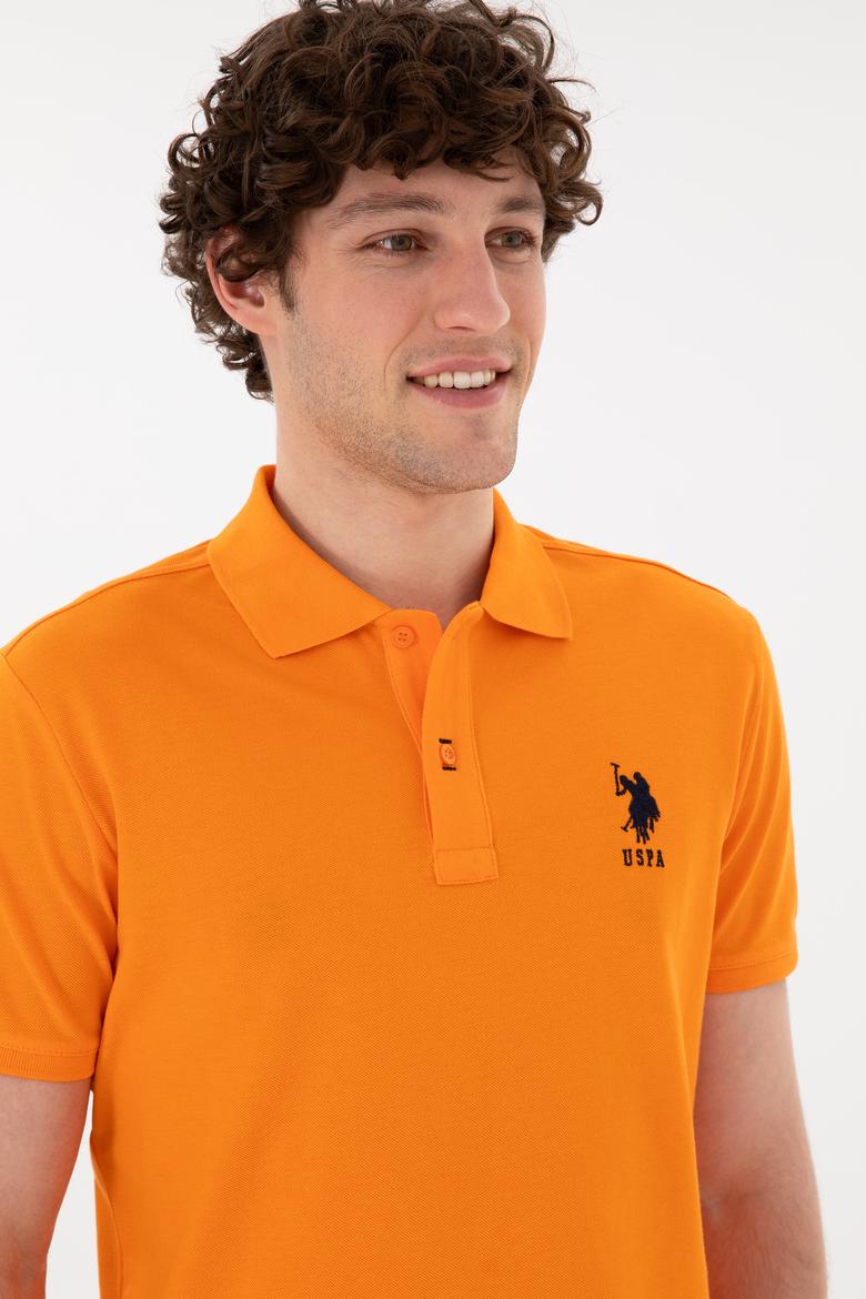 Erkek Slim Fit Polo Yaka Turuncu Basic Tişört - 50284633126