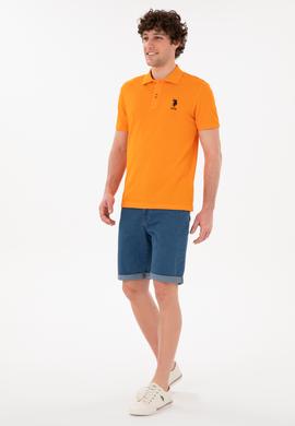 Erkek Slim Fit Polo Yaka Turuncu Basic Tişört - 50284633126