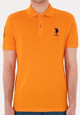 Erkek Slim Fit Polo Yaka Turuncu Basic Tişört - 50284633126