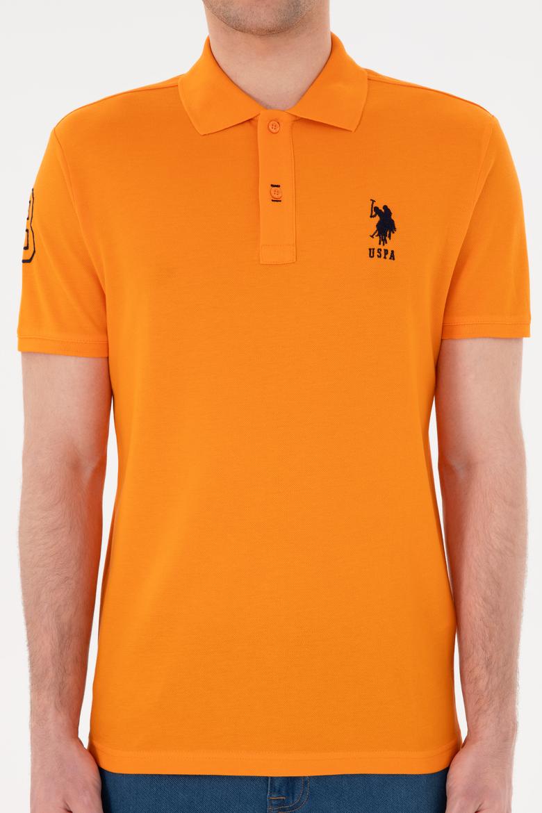 Erkek Slim Fit Polo Yaka Turuncu Basic Tişört - 50284633126