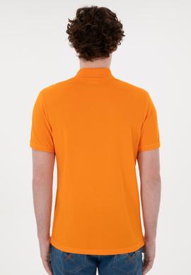 Erkek Slim Fit Polo Yaka Turuncu Basic Tişört - 50284633126