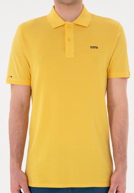 Erkek Regular Fit Polo Yaka Sarı Basic Tişört - 50284641269
