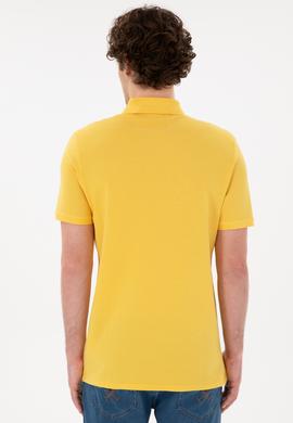 Erkek Regular Fit Polo Yaka Sarı Basic Tişört - 50284641269