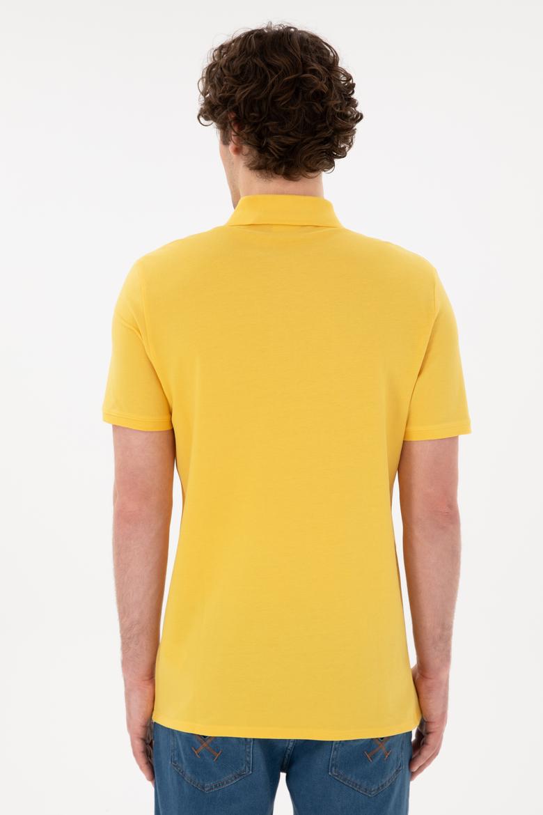 Erkek Regular Fit Polo Yaka Sarı Basic Tişört - 50284641269