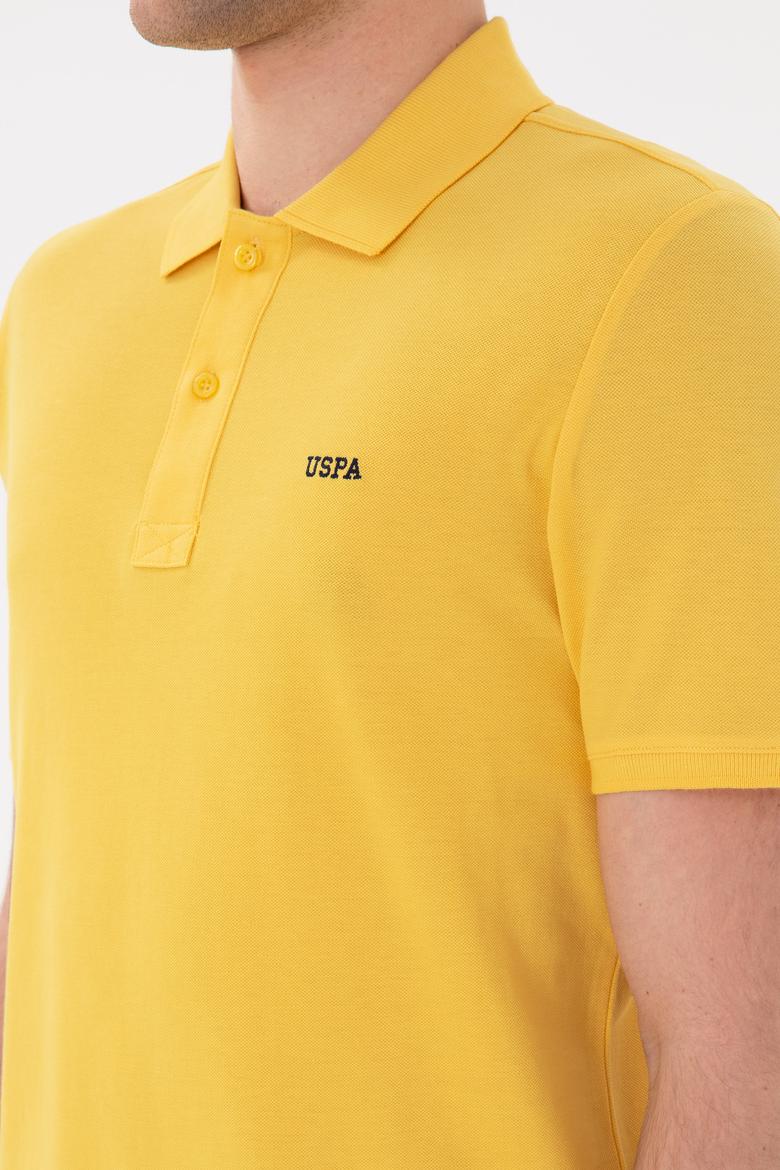 Erkek Regular Fit Polo Yaka Sarı Basic Tişört - 50284641269