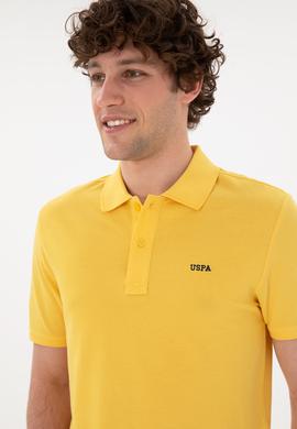 Erkek Regular Fit Polo Yaka Sarı Basic Tişört - 50284641269