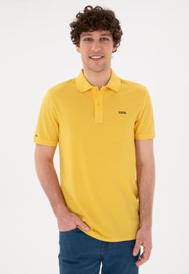 Erkek Regular Fit Polo Yaka Sarı Basic Tişört - 50284641269