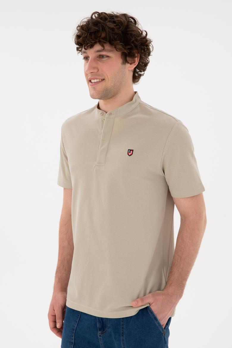 Erkek Regular Fit Hakim Yaka Taş Basic Tişört - 50284637037