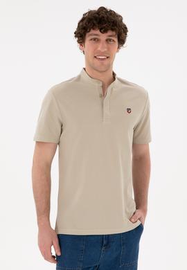 Erkek Regular Fit Hakim Yaka Taş Basic Tişört - 50284637037