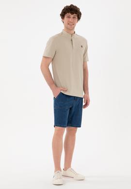 Erkek Regular Fit Hakim Yaka Taş Basic Tişört - 50284637037