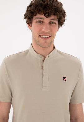 Erkek Regular Fit Hakim Yaka Taş Basic Tişört - 50284637037