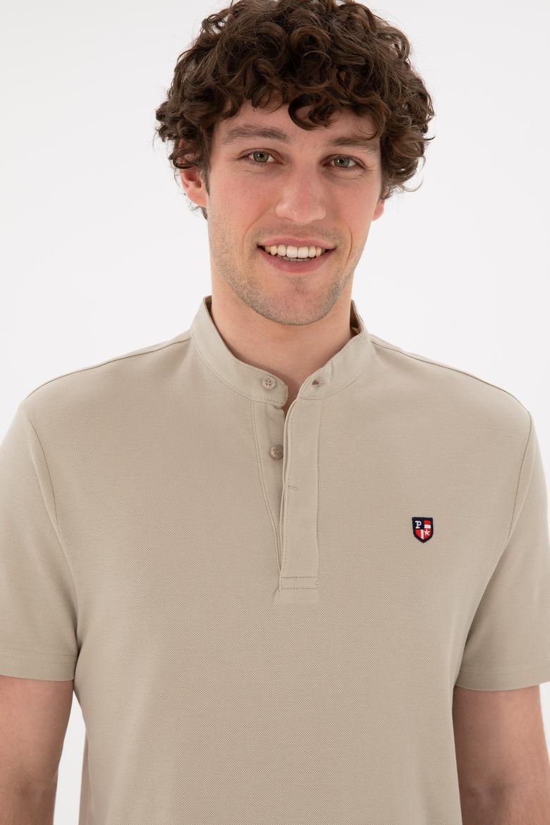 Erkek Regular Fit Hakim Yaka Taş Basic Tişört - 50284637037