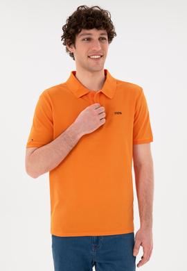 Erkek Regular Fit Polo Yaka Turuncu Basic Tişört - 50284641153