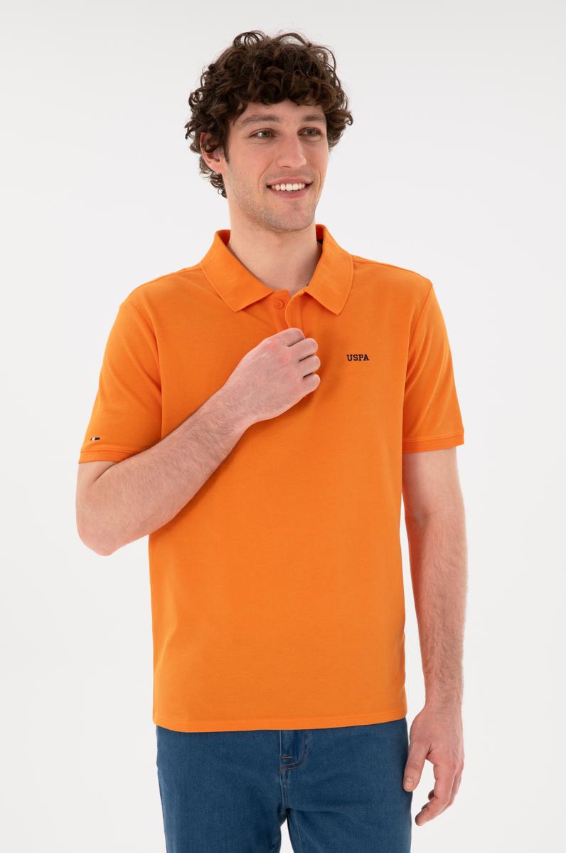 Erkek Regular Fit Polo Yaka Turuncu Basic Tişört