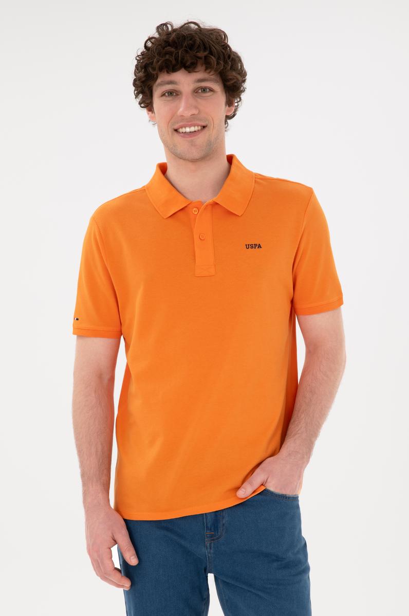 Erkek Regular Fit Polo Yaka Turuncu Basic Tişört