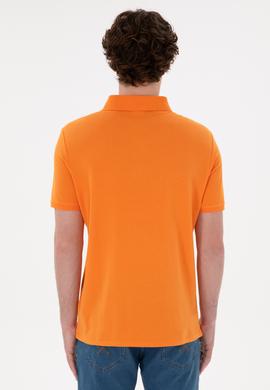 Erkek Regular Fit Polo Yaka Turuncu Basic Tişört - 50284641153