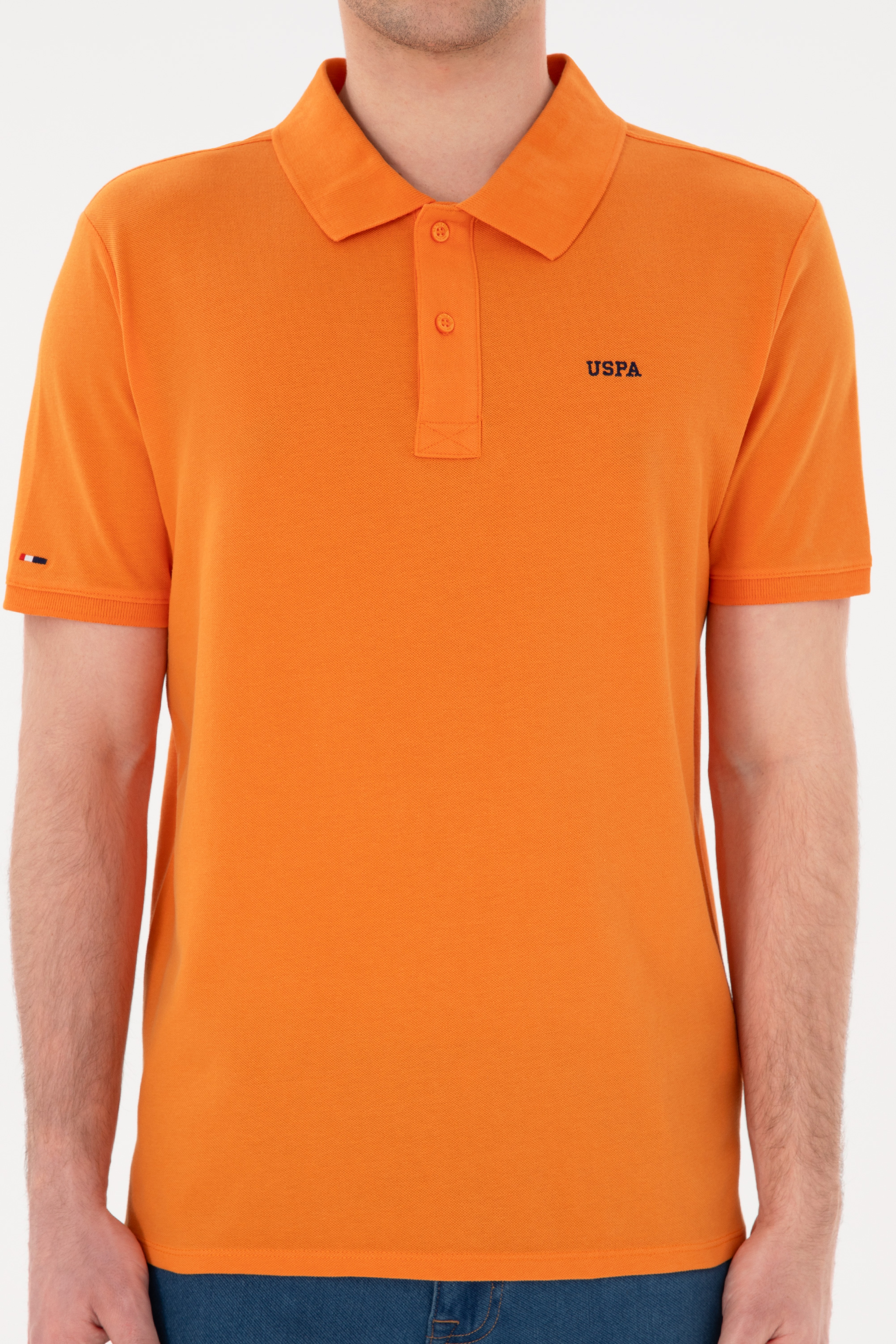 Erkek Regular Fit Polo Yaka Turuncu Basic Tişört - Image 6