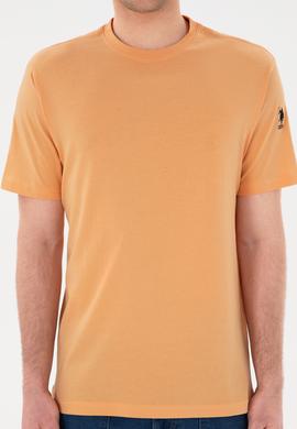 Erkek Regular Fit Bisiklet Yaka Turuncu Basic Tişört - 50284618127