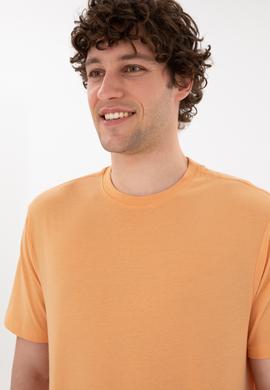 Erkek Regular Fit Bisiklet Yaka Turuncu Basic Tişört - 50284618127
