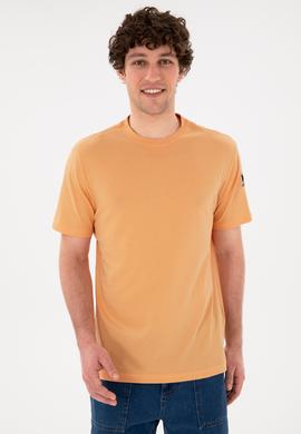 Erkek Regular Fit Bisiklet Yaka Turuncu Basic Tişört - 50284618127