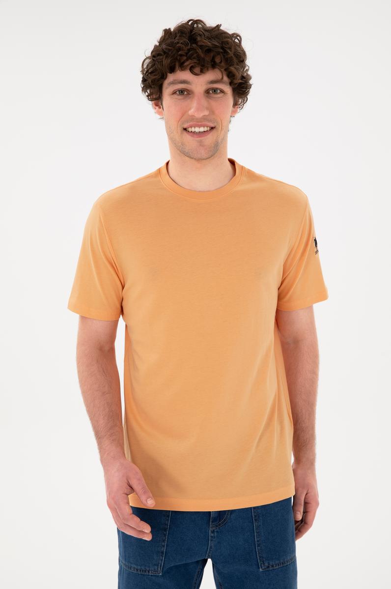 Erkek Regular Fit Bisiklet Yaka Turuncu Basic Tişört