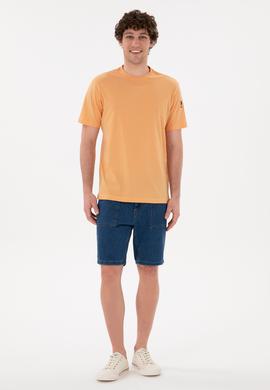 Erkek Regular Fit Bisiklet Yaka Turuncu Basic Tişört - 50284618127