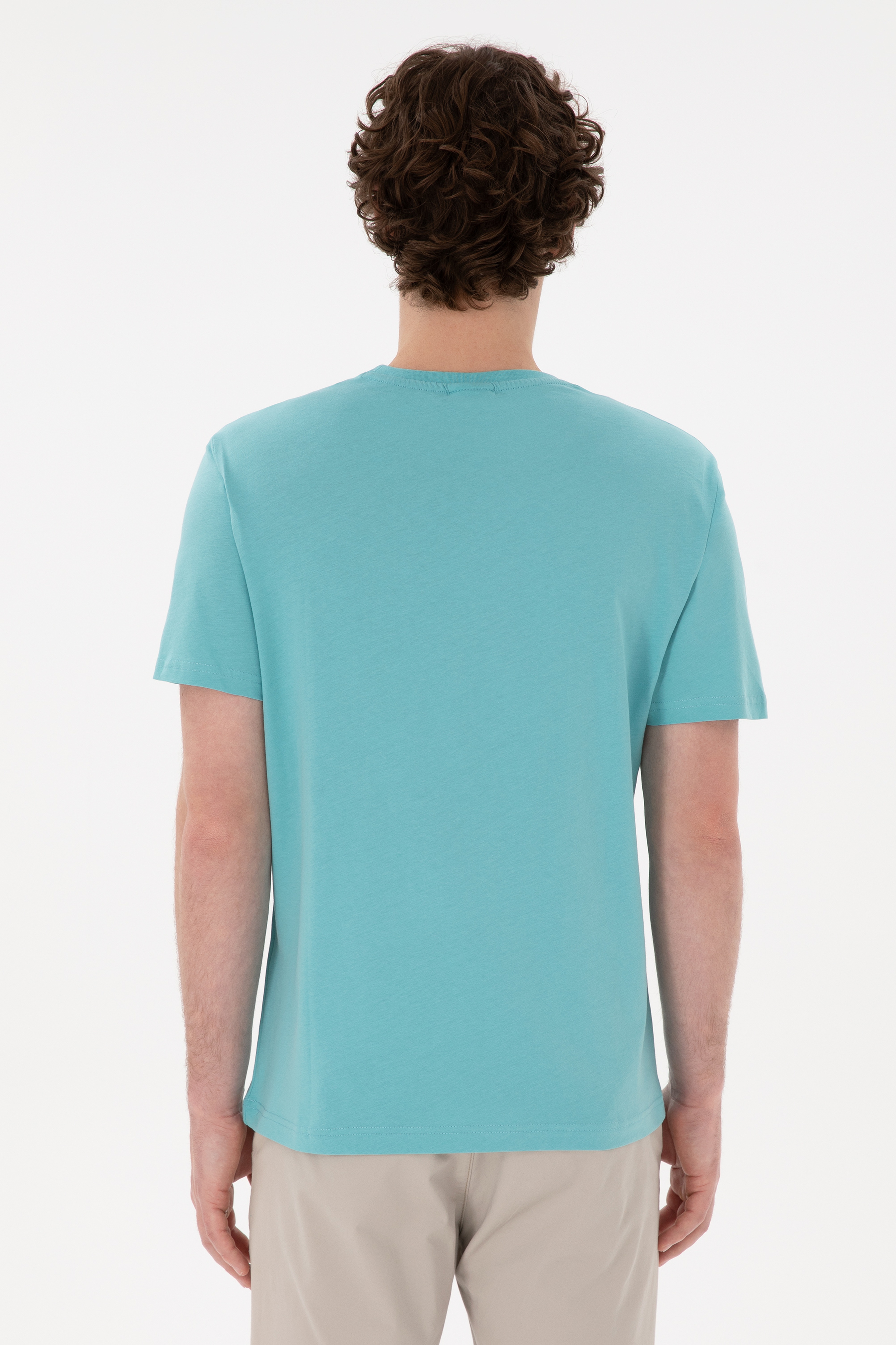 Erkek Regular Fit Bisiklet Yaka Mint Basic Tişört - Image 5