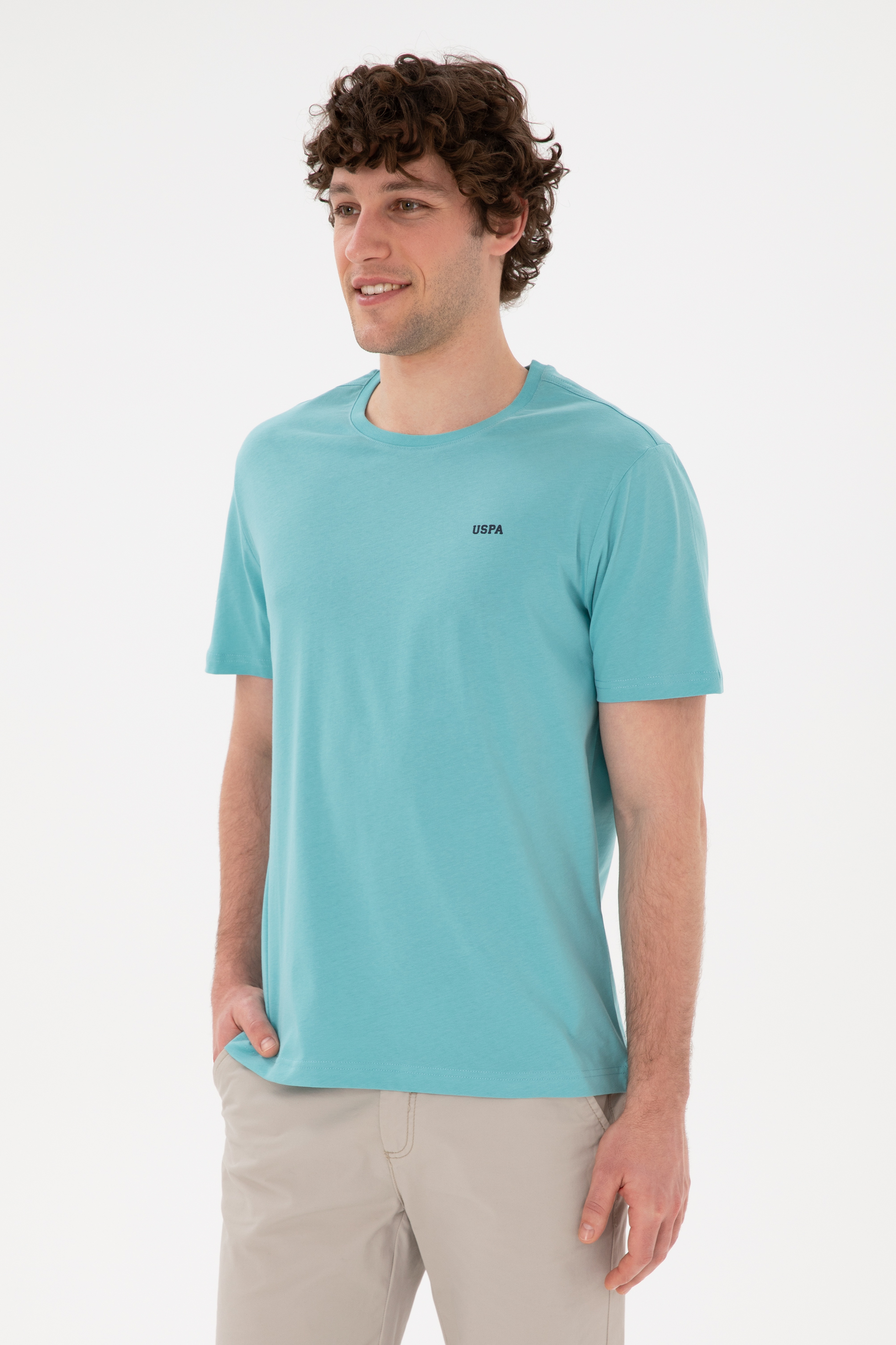 Erkek Regular Fit Bisiklet Yaka Mint Basic Tişört - Image 2