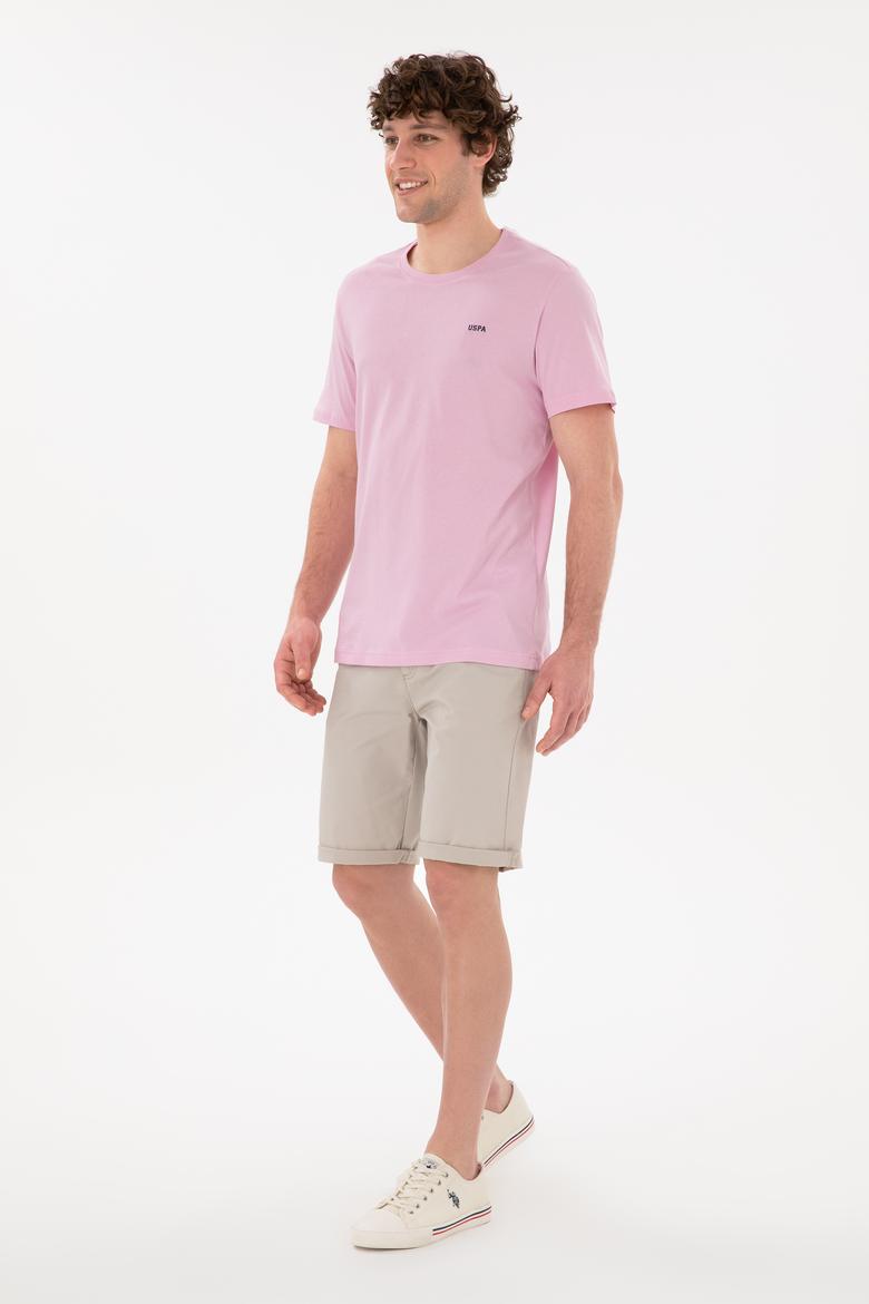 Erkek Regular Fit Bisiklet Yaka Pembe Basic Tişört - 50284640179